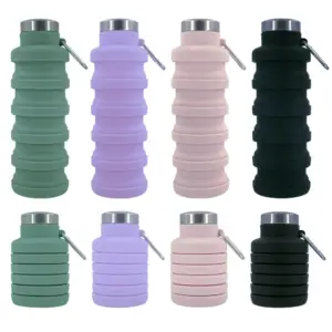 Collapsible Silicone Water Bottle 500ml BPA Free Portable Telescopic Cup for Outdoor Travel Sport Gym Camping Hiking Accessories